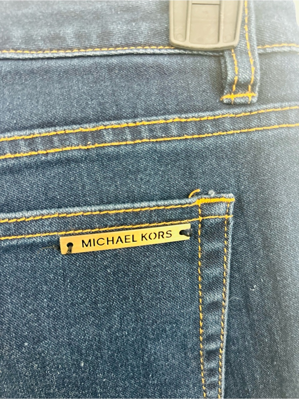 Michael Kors Dark Indigo Skinny Jeans with Gold Accents - Picture 4 of 6